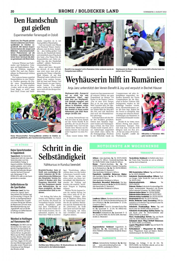 Zeitungsartikel Aug. 2013